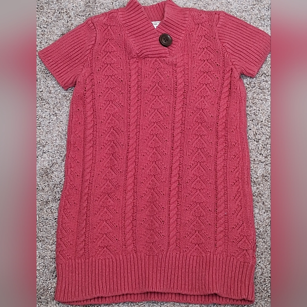 Gymboree Cable Knit Short Sleeve Pink Button Neck Dress Size 3T